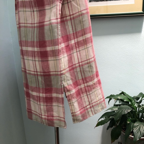 Valerie Stevens Plaid Linen Button Up Blouse/Tunic - Picture 6 of 12